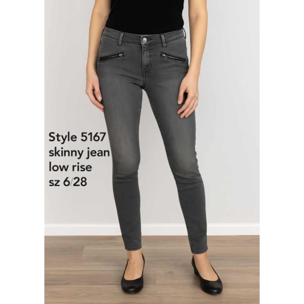 Cabi Women’s 5167 Skinny Jeans Gray Size 6 Low Rise Stretch Zip Pocket Pants